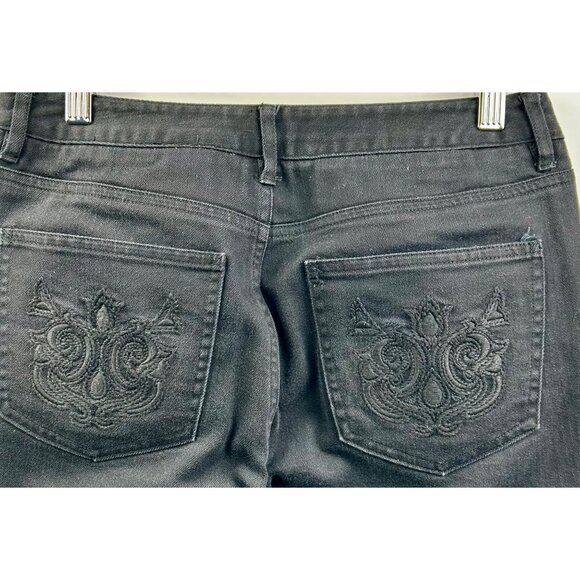 VINTAGE Talbots Y2K Classic Black Stretch Jeans Embroidered Back Pockets Sz 6 - Picture 3 of 8